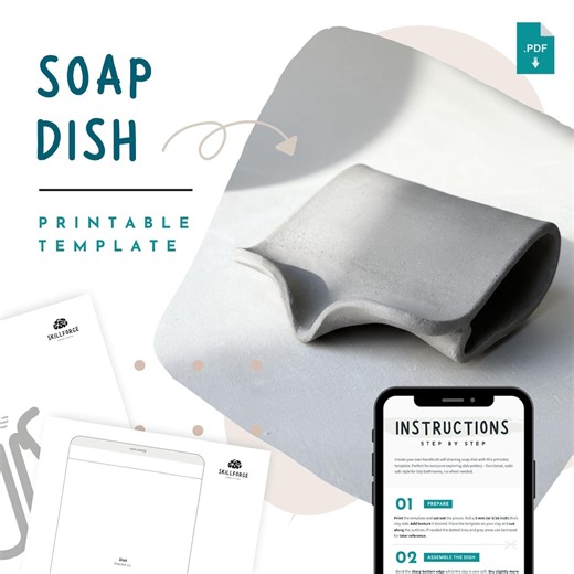 Soap Dish Pottery Template – Self-draining // Slab Building PDF Pattern | Pottery Tool for Ceramic Soap Holder | Instant Download (PDF) - Etsy Australia