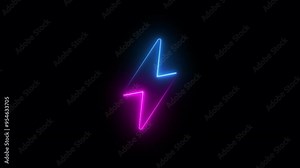 neon animation of battery charging icon, fast moving blue and pink rays to both sides. glowing lines, 4K animated template