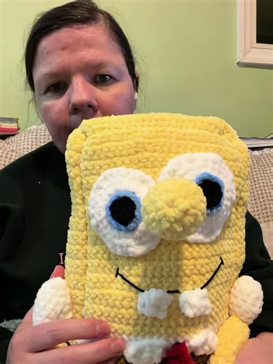 Finished crocheting sponge bob