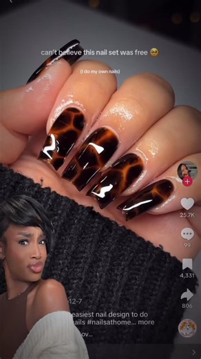 Beauty & Lifestyle Content Creator on Instagram: "Comment the word “Link” and I’ll dm you everything I used in this video❤️ I’m lovinggg these Tortoise Shell Nails for Fall🍂🍁 #btartboxnails #nailsathome #nails💅"