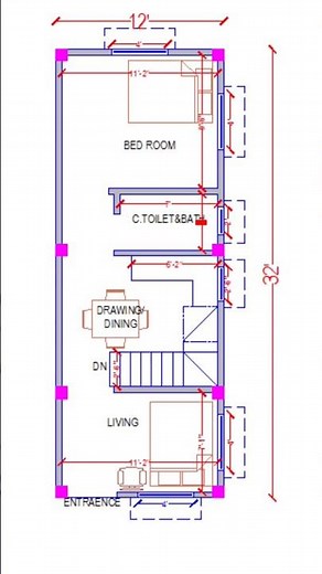 Small House Design Idea | 12 x 32 Feet floor plan | Home Plans