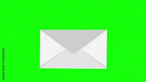 envelope opening, animation with green background Stock Video