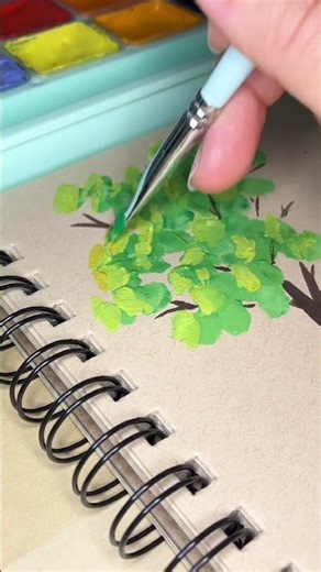 painting a gouache tree! #gouachepainting #paintingnature