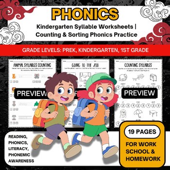 Kindergarten Syllable Worksheets | Counting & Sorting Phonics Practice january
