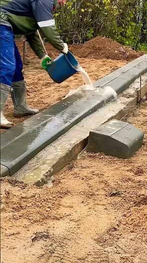 The Strongest Curb Base: Installing on Concrete ✅ #construction #paving #diy