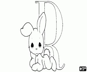 Letter R with a rabbit coloring page printable game