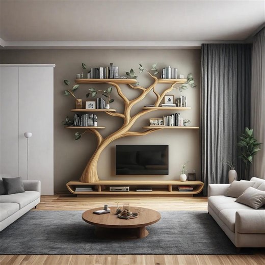 Handmade Tree Branch Bookshelf Tv Cabinet Tree Wall Art Wood Sculpture Living Room Decor Rustic Wood Wall Decor - Etsy