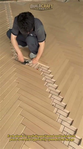 Perfect Herringbone Flooring Installation! #Flooring #Woodworking #Construction