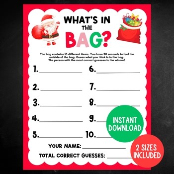 Classroom Christmas Game, Printable Christmas What's In The Bag Game