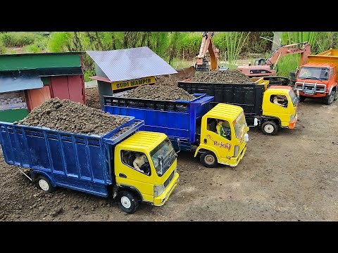 MOBIL TRUK OLENG TERGULING, CANTER FUSO DAN ISUZU GIGA NMR MUAT PASIR