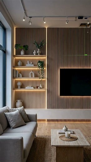 Warmes und modernes Wohnzimmer Design Ideen