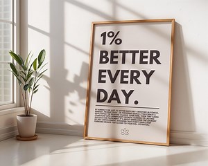 Motivational 1% Better Everyday Poster for Minimalistic Home or Office Decor - Etsy