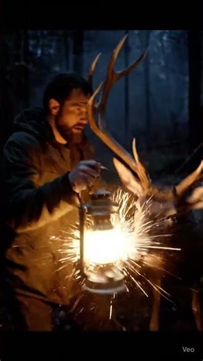 Man vs Charging Deer – Lantern Fight in Dark Forest #wildlife #animals