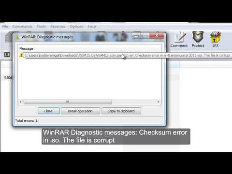 WinRAR Diagnostic messages: Checksum error in iso. The file is corrupt