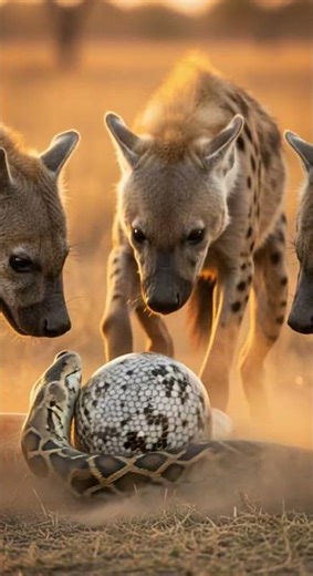 What will the hyena find inside the python’s mysterious den #wildlife #nature #animals