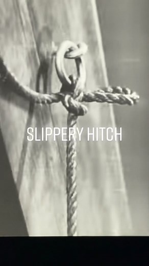 WW2 Navy sailor demonstrates a “slippery hitch.” #fyp #hitch #knot #knottok #knots #knottying #line #rope #boatswainsmate #rigging #ww2 #navy