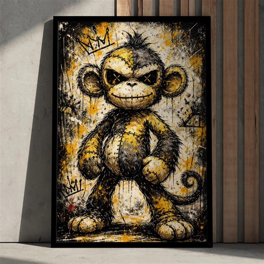 Monkey Wall Art Printable, Stitched Monkey Art, Dark Animal Pop Art, Graffiti Monkey Poster, Edgy Monkey Digital Download - Etsy