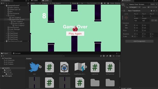 Unity教程 - 手把手教你开发游戏Flappy Bird