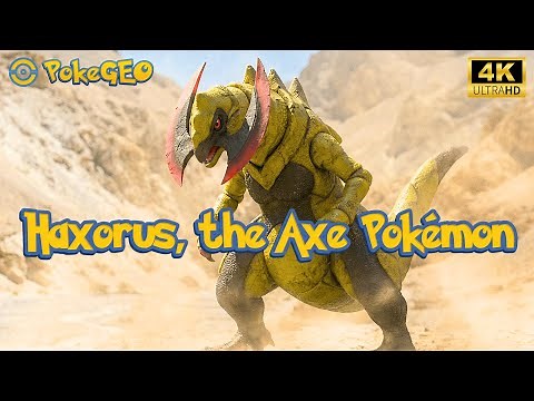 Haxorus, the dragon known as the Axe Pokémon.