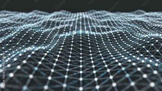 Futuristic Network Visualization with Blue and White Dots on Dark Background – 4K Ultra HD Video