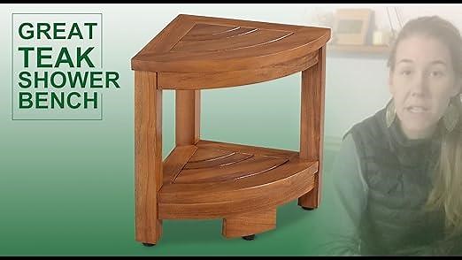 Teak Shower Bench with Shelf Waterproof