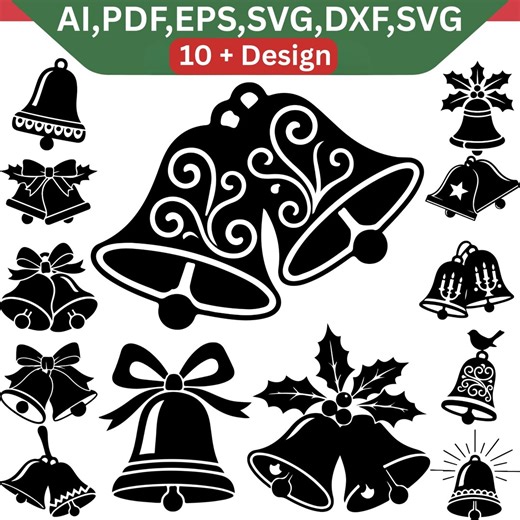 Christmas Bells SVG Clipart Bundle, Jingle Bell Vector (digital Download) - Etsy