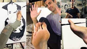 This talented artist can paint celebrity portraits upside down… with his feet 😲 🎨 Shimshi Learn more: https://bit.ly/2ISIeip | In The Know