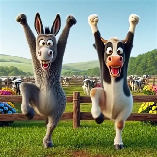“Cow & Donkey Dance Duo 😂🐮🐴” ⭐