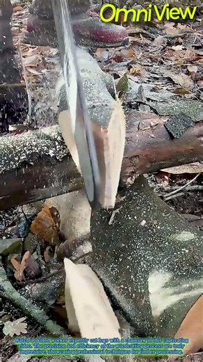 Expert Chainsaw Skills: Precise Log Cutting in the Forest #worker #process