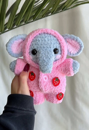 Crochet Strawberry Elephant Pattern for Amigurumi Toys
