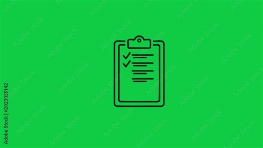 Checklist Clipboard Verification and Approval Certificate Icon on Green Chroma Key Background
