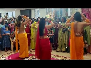 red saree girl dancing on o antava | weeding dance o antava | 3 girl dancing on o antava in weeding