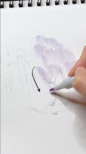 How to Draw a Wisteria Tree Easy #shorts