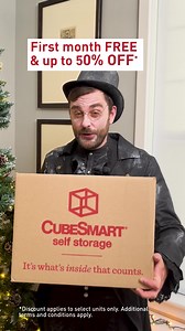 Don’t get haunted by The Ghost of Holiday Décor Past. Get your 1st month free & up to 50% off CubeSmart storage instead. Ghosts not included. | CubeSmart Self Storage