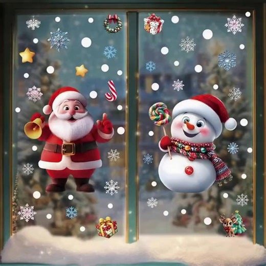 🎄 Christmas Window Stickers – Instantly Create a Festive Atmosphere! ❄️ Transform your windows into a warm holiday scene in just seconds! These reusable static stickers require no glue, keeping things clean and tidy. https://collectlucky.com/products/christmas-static-stickers | Collect Lucky