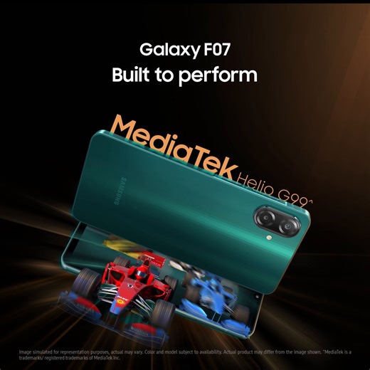 Meet the all-new #GalaxyF07 — ready for fun, built for every day! Multitask with ease, game without pause, and keep going strong. Powered by the MediaTek Helio G99, it features a 50MP Dual Cam, 90Hz display, and IP54 protection, all in a 7.6mm sleek design. Plus, enjoy 6 years of updates & upgrades for worry-free performance. Buy now. #BeFuntastic #FuntasticGalaxyF #Samsung | Samsung