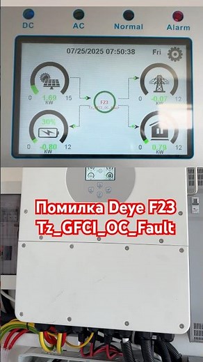 Помилка Deye F23 Tz_GFCI_OC_Fault помилка повʼязана з заземленням сонячних панелей) DC AC