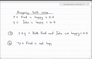 The truth value of the conjunction of two propositions in fuzzy logic is the minimum of the truth values of the two propositions. What are the truth values of the statements "Fred and John are happy" and "Neither Fred nor John is happy"? | Numerade