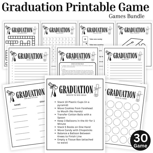 2026 Graduation Party Games Printable | Class of 2026 Grad Party Activities | Fun Graduation Games Bundle - Etsy