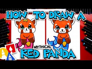 How To Draw A Mythical Red Panda - Red Merpanda! - Videos For Kids