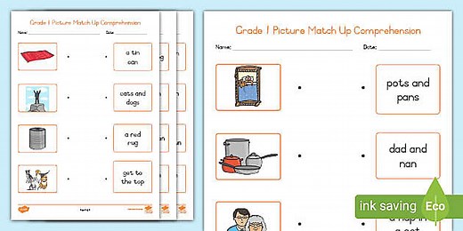 Grade 1 English - Phonics - Worksheet:  Picture Match Up (CAPS Aligned)