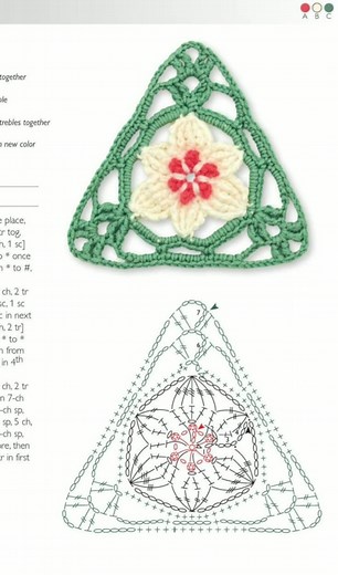 Crochet Triangular Motif ... pattern/diagram #crochetmotif #crochettriangle #crochetcoaster #crochetdiagram #crochetmat #crochetpattern #crochetblanket #crochet #crochetlove #crochetaddict Love for Crochet and Knitting | Love for Crochet and Knitting