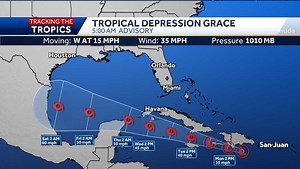 Tropical Depression Grace remains unorganized, nearing Dominican Republic