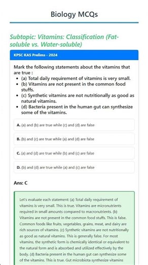 Vitamins: Classification Fat-soluble vs. Water-soluble