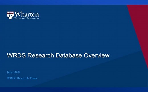 Research Data Overview of WRDS