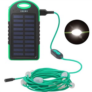 Solar Camping String Lights, 20.5Ft Camping String Lights with 12LEDs, Adjustable Brightness and 7 Modes, Rechargeable Waterproof Solar LED Lights for Camping Yard Decor