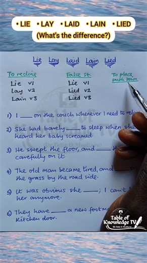 61K views · 1K reactions | LIE vs LAY vs LAID vs LAIN vs LIED #vocabulary #lie #lay #laid #lain #lied #word | Table of Knowledge TV | Facebook