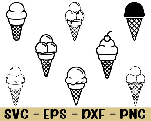 Ice Cream Cone Svg, Dxf, Png - Etsy