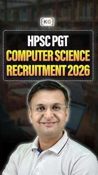HPSC PGT Computer Science Recruitment 2026 #hpsc