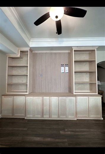 Custom Media Center with White Oak Touches